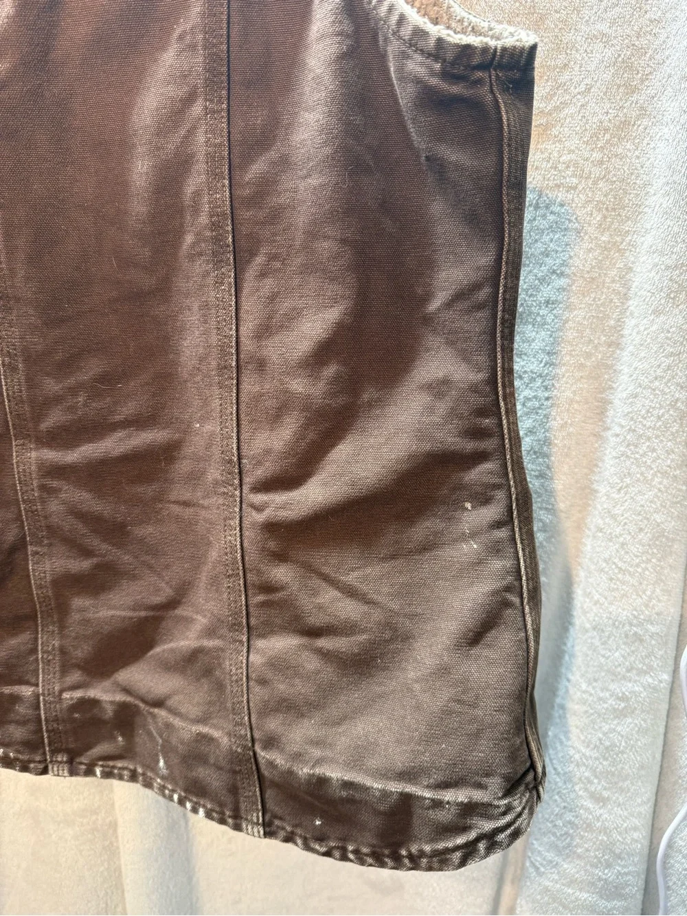Carhartt Brown Canvas Sherpa Lined Vest
